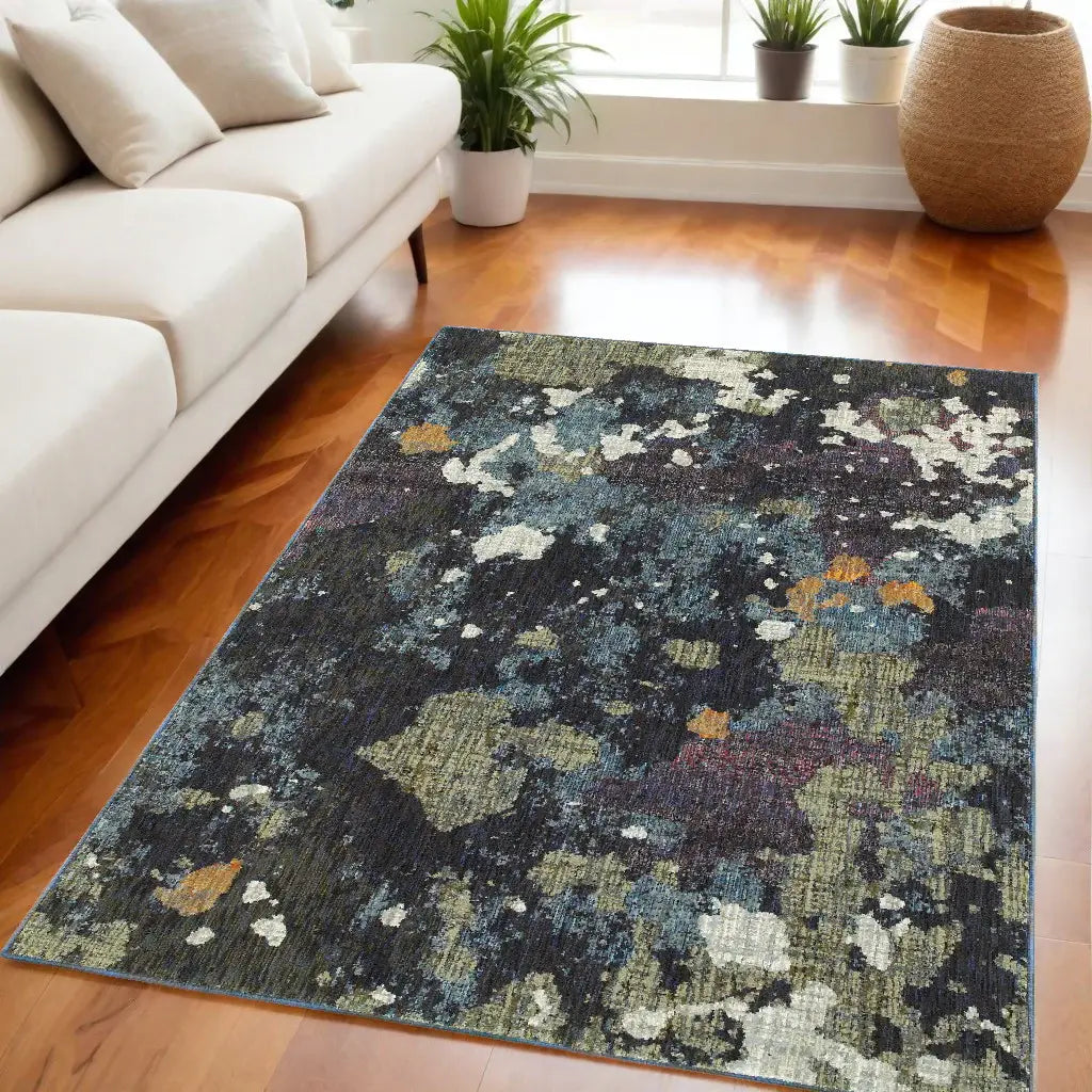 5' X 7' Blue and Green Abstract Power Loom Area Rug - Homeroots - Flyclothing LLC