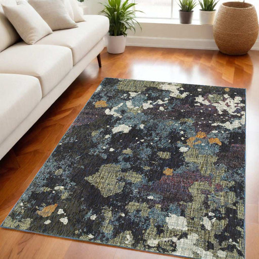 5' X 7' Blue and Green Abstract Power Loom Area Rug - Homeroots - Flyclothing LLC