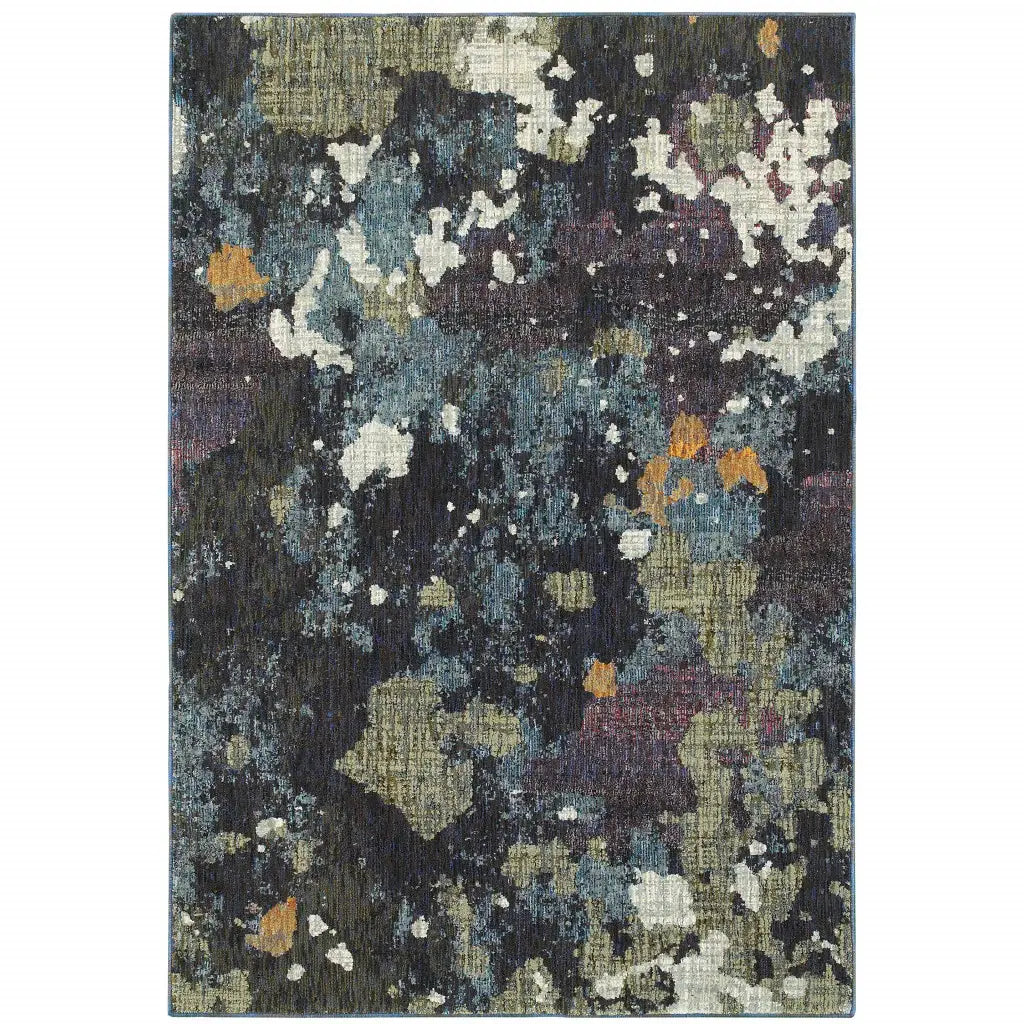 7' X 10' Blue and Green Abstract Power Loom Area Rug - Homeroots - Flyclothing LLC