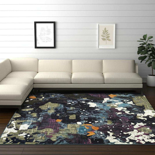7' X 10' Blue and Green Abstract Power Loom Area Rug - Homeroots - Flyclothing LLC