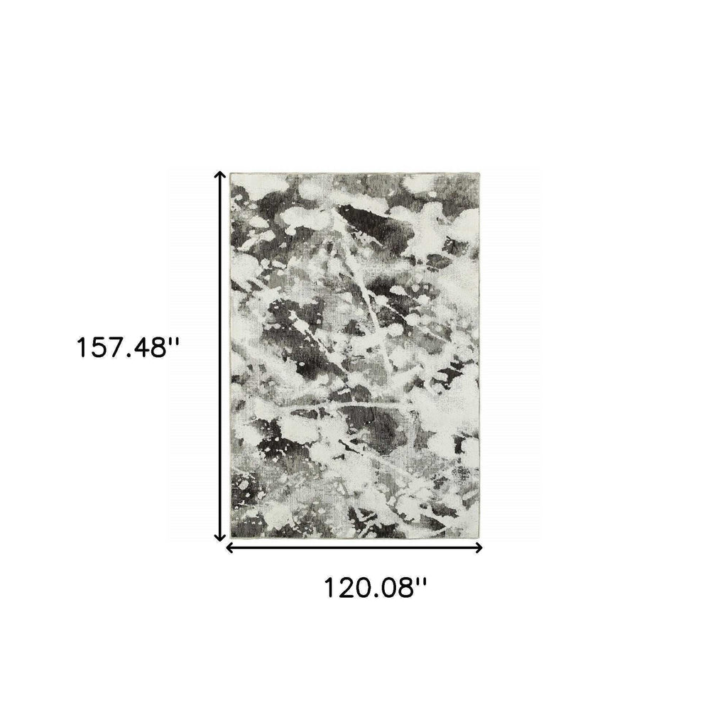 10' X 13' Gray and White Abstract Power Loom Area Rug - Homeroots - Flyclothing LLC