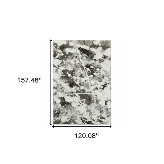 10' X 13' Gray and White Abstract Power Loom Area Rug - Homeroots - Flyclothing LLC