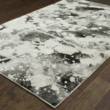10' X 13' Gray and White Abstract Power Loom Area Rug - Homeroots - Flyclothing LLC
