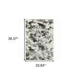 2' X 3' Gray and White Abstract Power Loom Area Rug - Homeroots - Flyclothing LLC