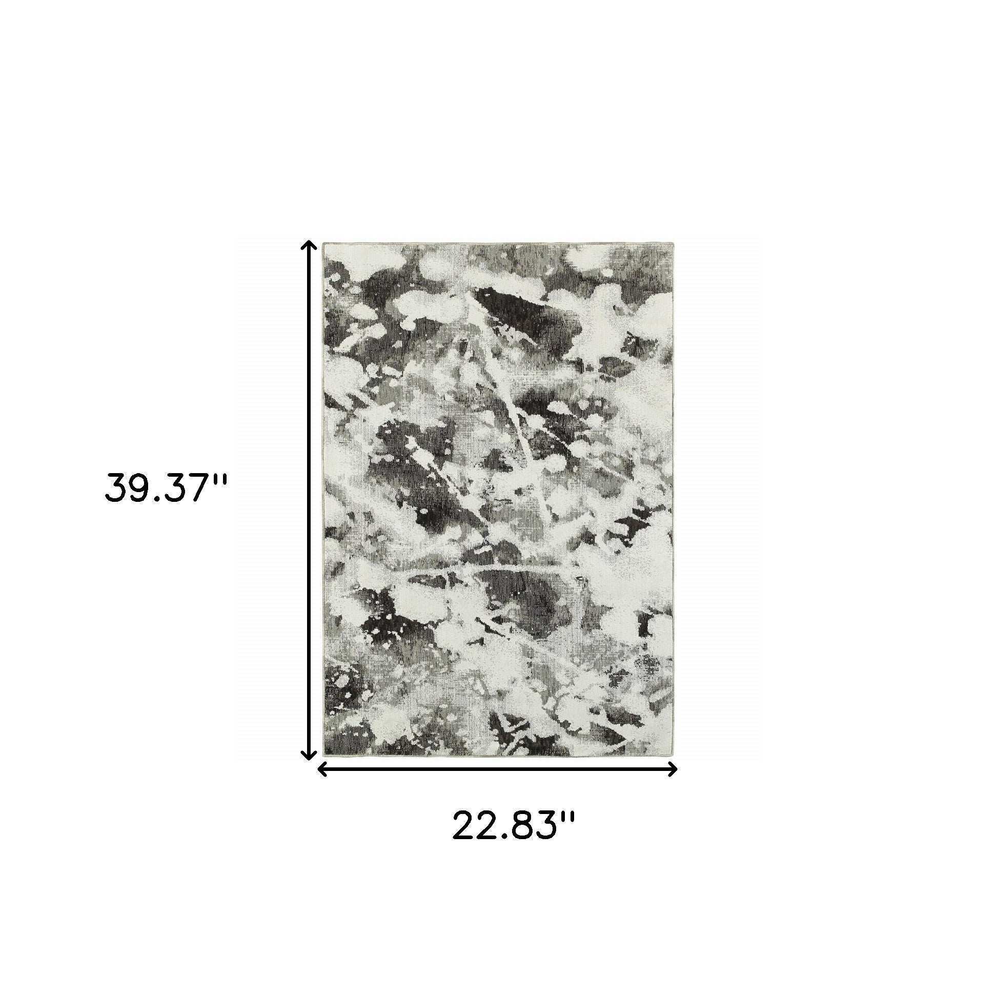 2' X 3' Gray and White Abstract Power Loom Area Rug - Homeroots - Flyclothing LLC