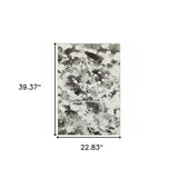 2' X 3' Gray and White Abstract Power Loom Area Rug - Homeroots