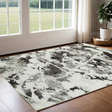 2' X 3' Gray and White Abstract Power Loom Area Rug - Homeroots - Flyclothing LLC