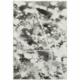 2' X 3' Gray and White Abstract Power Loom Area Rug - Homeroots