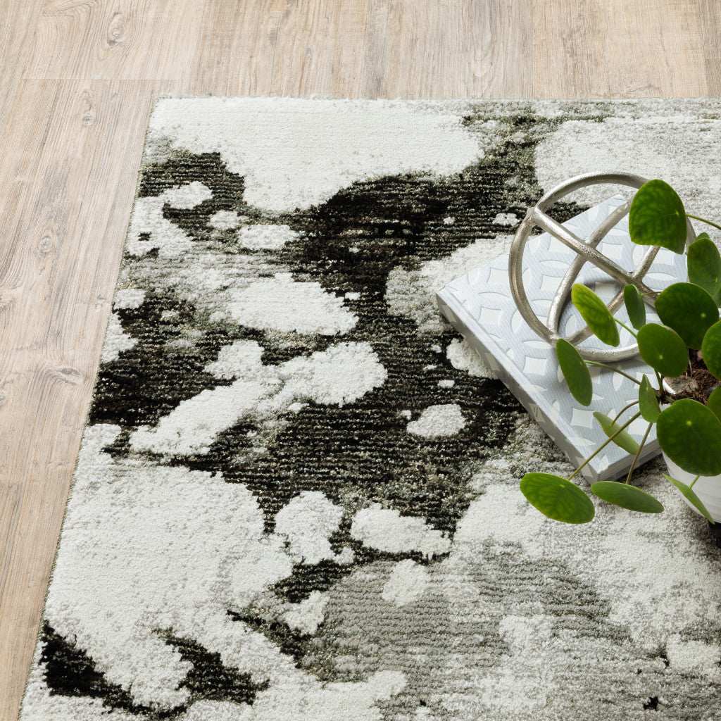 2' X 3' Gray and White Abstract Power Loom Area Rug - Homeroots - Flyclothing LLC