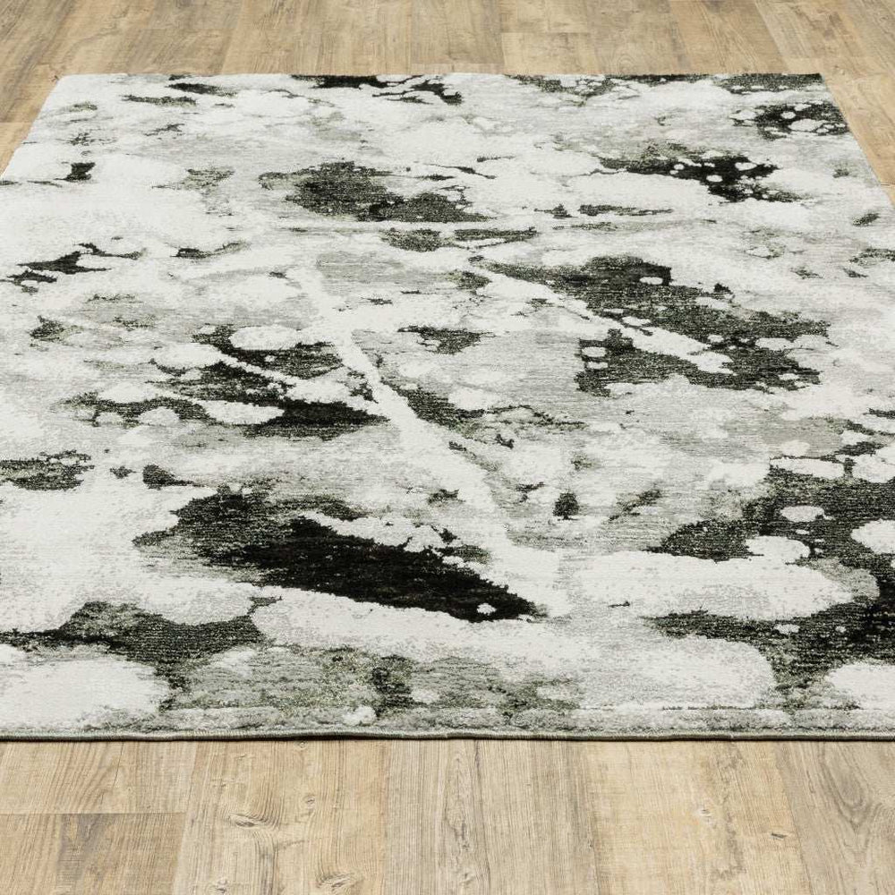 2' X 3' Gray and White Abstract Power Loom Area Rug - Homeroots - Flyclothing LLC
