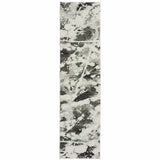 8' Runner Charcoal and White Abstract Power Loom Runner Rug - Homeroots - Flyclothing LLC
