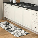 8' Runner Charcoal and White Abstract Power Loom Runner Rug - Homeroots - Flyclothing LLC