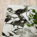 12' Runner Charcoal and White Abstract Power Loom Runner Rug - Homeroots - Flyclothing LLC