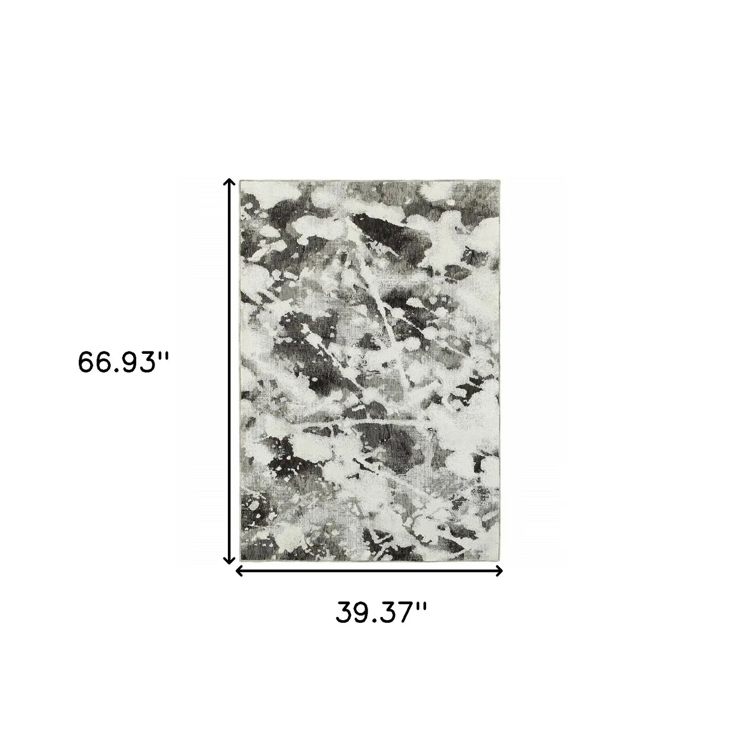 3' X 5' Gray and White Abstract Power Loom Area Rug - Homeroots - Flyclothing LLC
