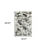 3' X 5' Gray and White Abstract Power Loom Area Rug - Homeroots - Flyclothing LLC