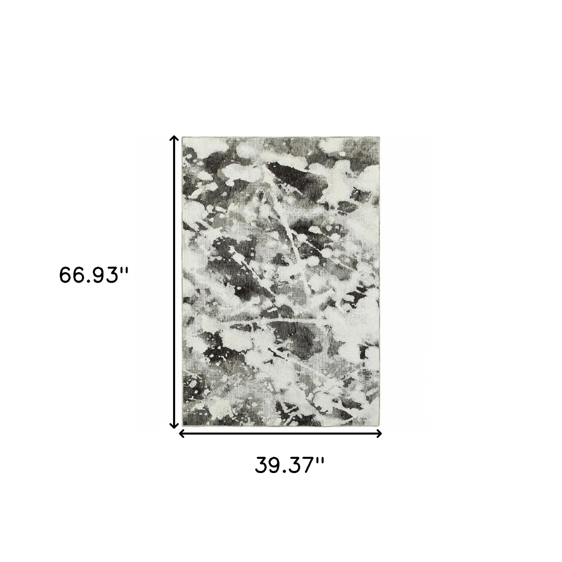 3' X 5' Gray and White Abstract Power Loom Area Rug - Homeroots - Flyclothing LLC