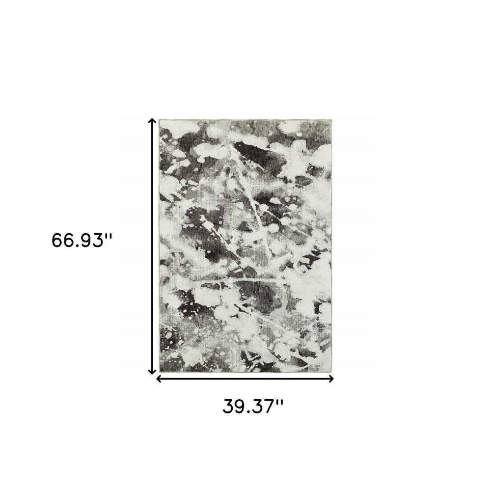 3' X 5' Gray and White Abstract Power Loom Area Rug - Homeroots - Flyclothing LLC