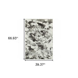 3' X 5' Gray and White Abstract Power Loom Area Rug - Homeroots - Flyclothing LLC