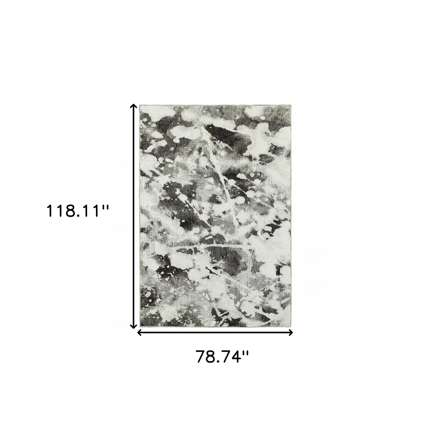 7' X 10' Gray and White Abstract Power Loom Area Rug - Homeroots - Flyclothing LLC
