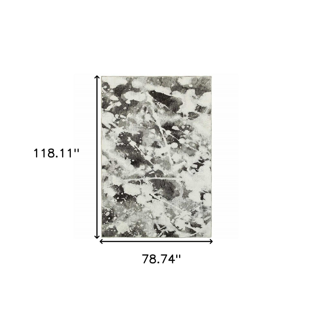 7' X 10' Gray and White Abstract Power Loom Area Rug - Homeroots - Flyclothing LLC