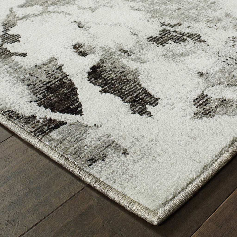 7' X 10' Gray and White Abstract Power Loom Area Rug - Homeroots - Flyclothing LLC