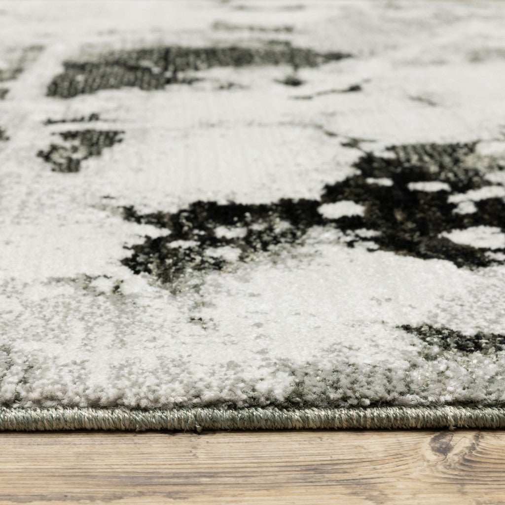 8' Gray and White Round Abstract Power Loom Area Rug - Homeroots - Flyclothing LLC