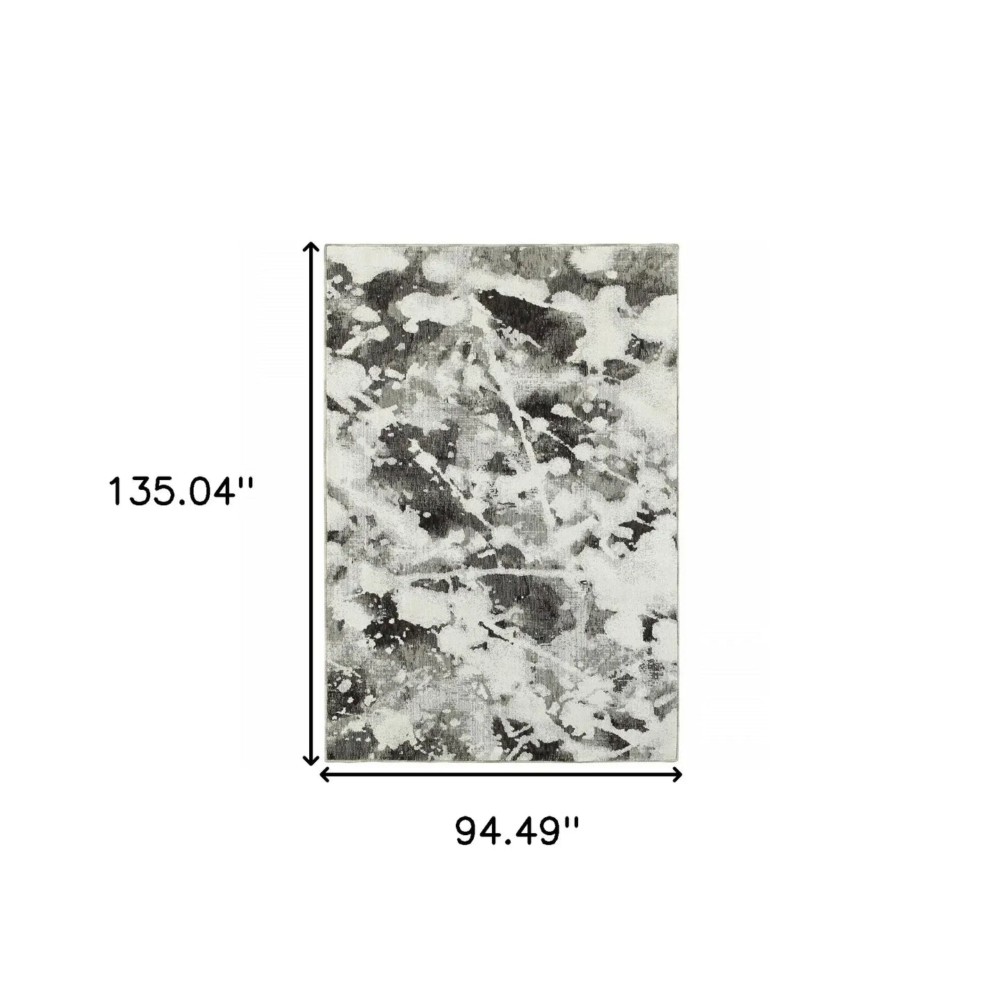 8' X 11' Gray and White Abstract Power Loom Area Rug - Homeroots - Flyclothing LLC