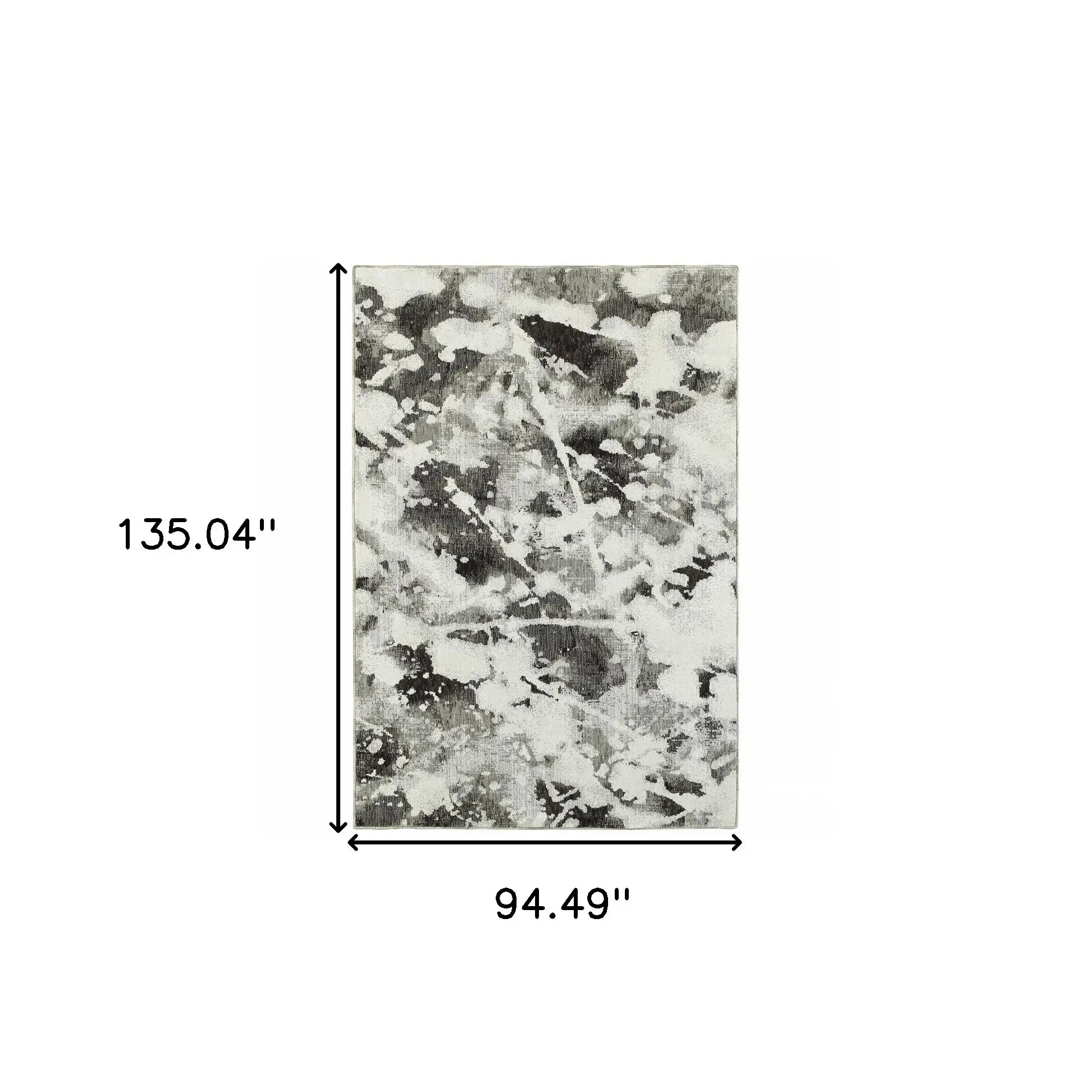 8' X 11' Gray and White Abstract Power Loom Area Rug - Homeroots - Flyclothing LLC
