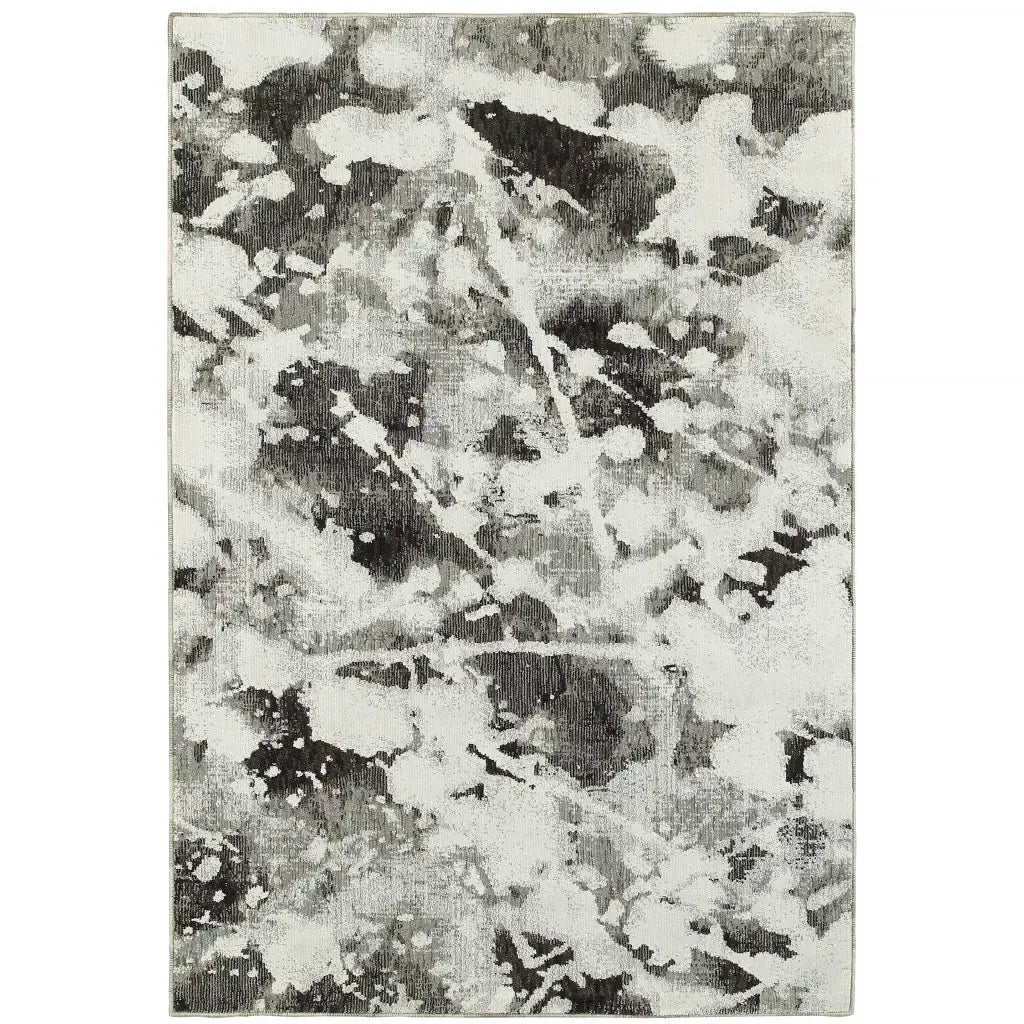 9' X 12' Gray and White Abstract Power Loom Area Rug - Homeroots - Flyclothing LLC