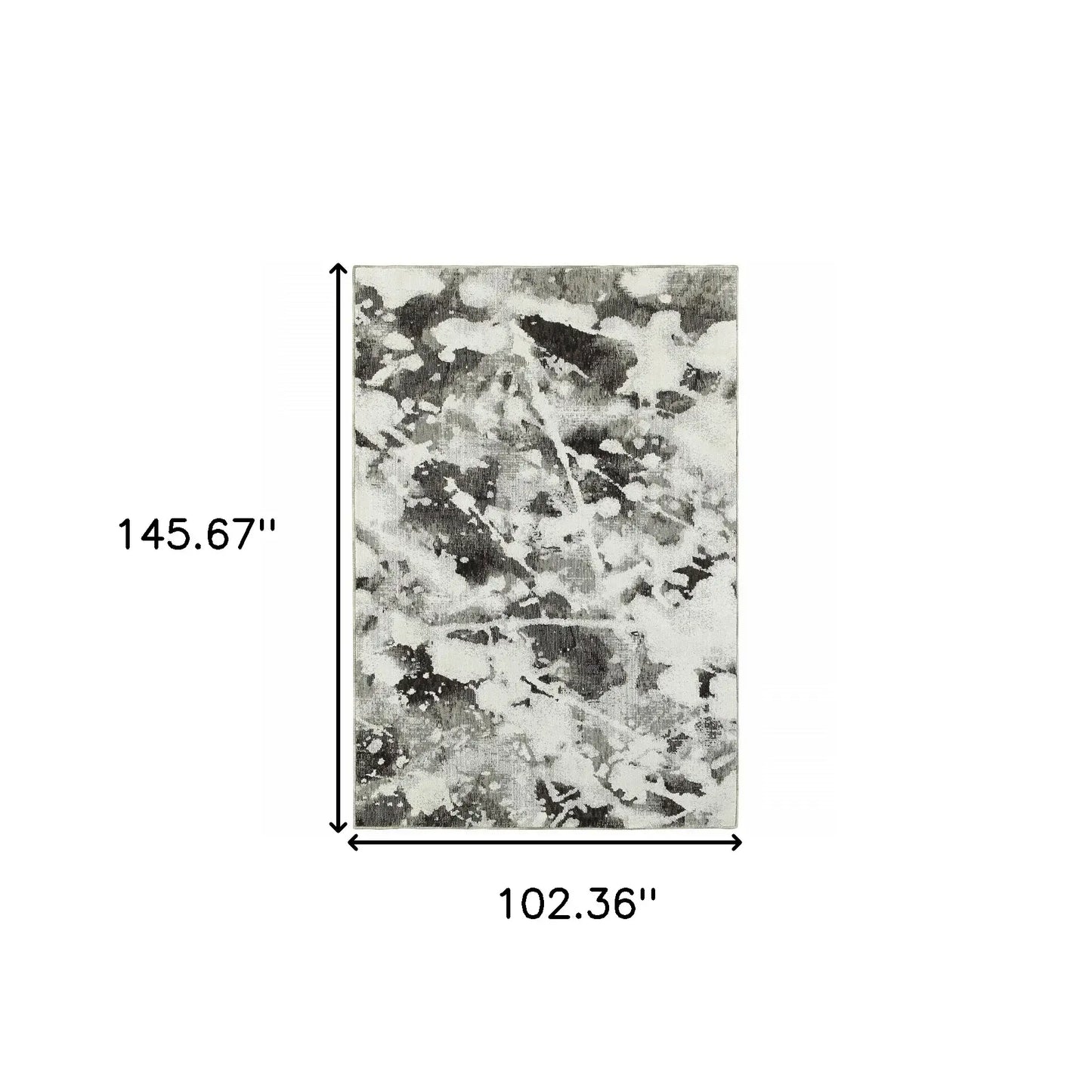 9' X 12' Gray and White Abstract Power Loom Area Rug - Homeroots - Flyclothing LLC