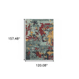 10' X 13' Blue Abstract Power Loom Area Rug - Homeroots