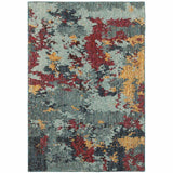 2' X 3' Blue Abstract Power Loom Area Rug - Homeroots
