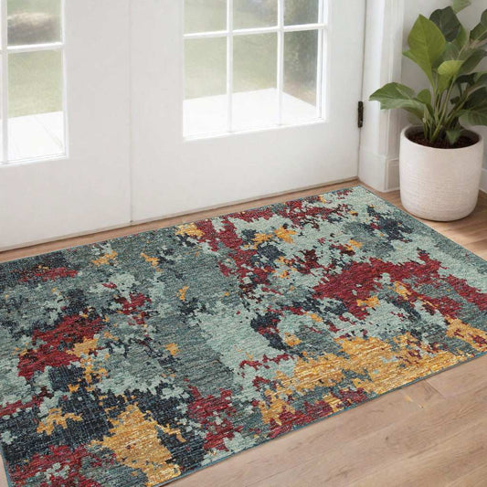 2' X 3' Blue Abstract Power Loom Area Rug - Homeroots - Flyclothing LLC