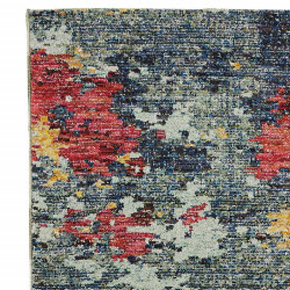 12' Runner Blue and Red Abstract Power Loom Runner Rug - Homeroots - Flyclothing LLC