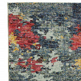 12' Runner Blue and Red Abstract Power Loom Runner Rug - Homeroots - Flyclothing LLC