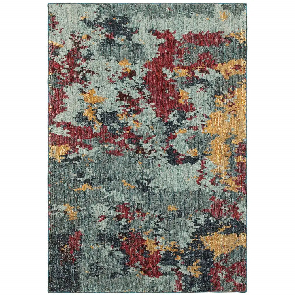 8' X 11' Blue Abstract Power Loom Area Rug - Homeroots - Flyclothing LLC