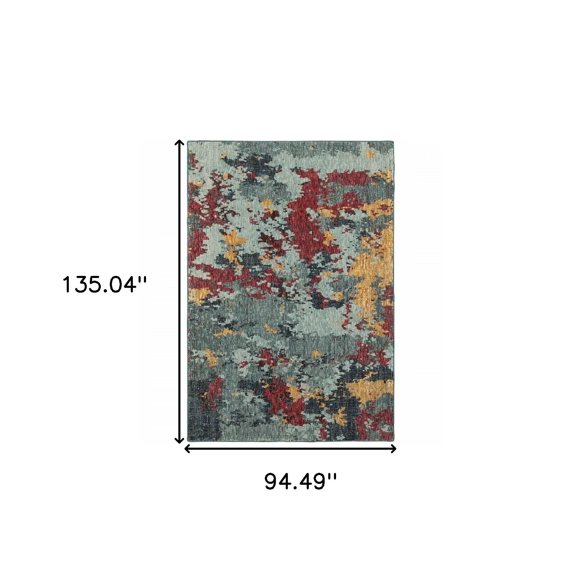 8' X 11' Blue Abstract Power Loom Area Rug - Homeroots - Flyclothing LLC