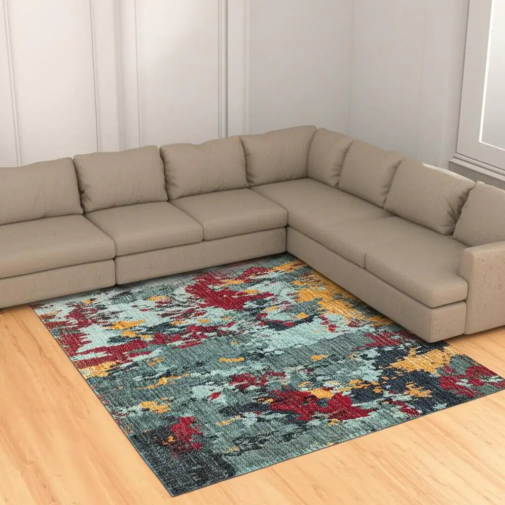 8' X 11' Blue Abstract Power Loom Area Rug - Homeroots - Flyclothing LLC