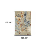 10' X 13' Blue and Beige Abstract Power Loom Area Rug