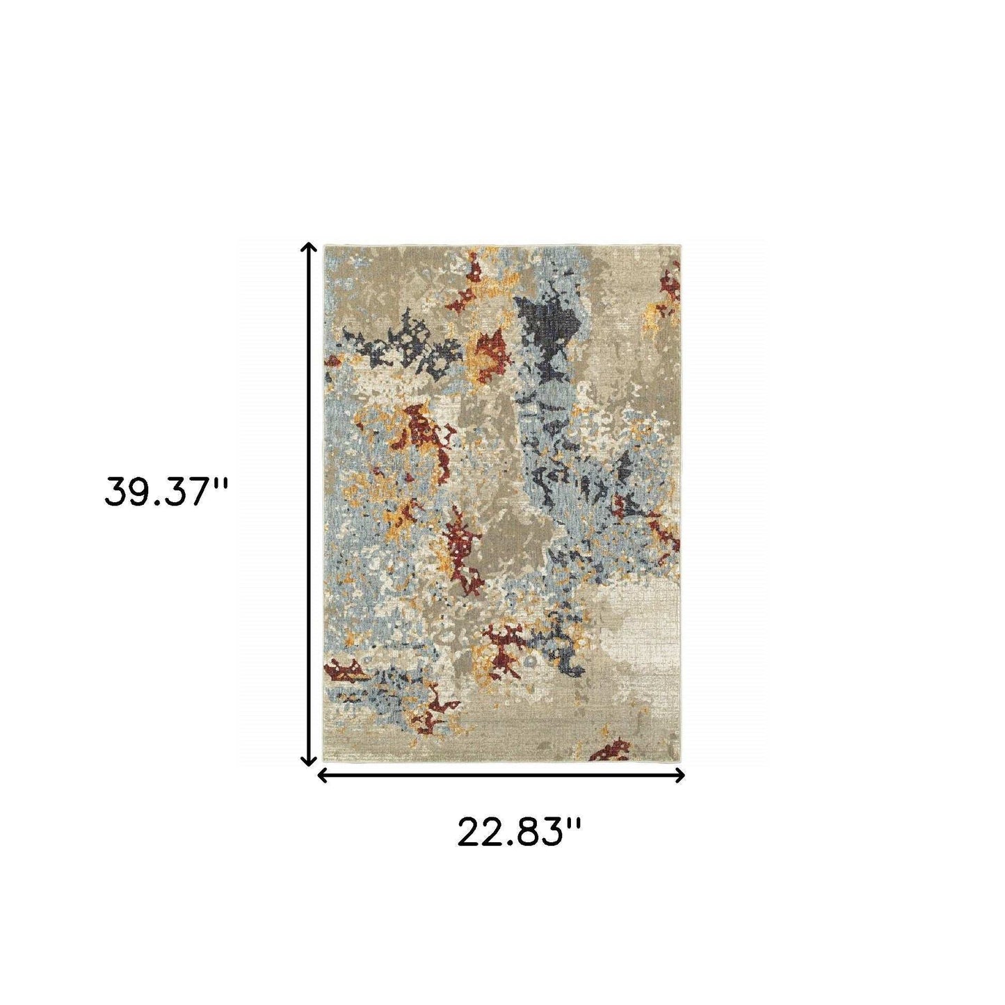 2' X 3' Blue and Beige Abstract Power Loom Area Rug - Homeroots - Flyclothing LLC