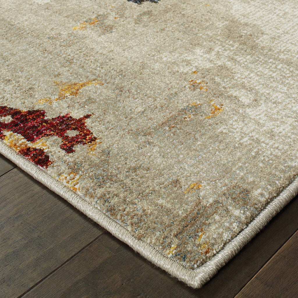 2' X 3' Blue and Beige Abstract Power Loom Area Rug - Homeroots - Flyclothing LLC