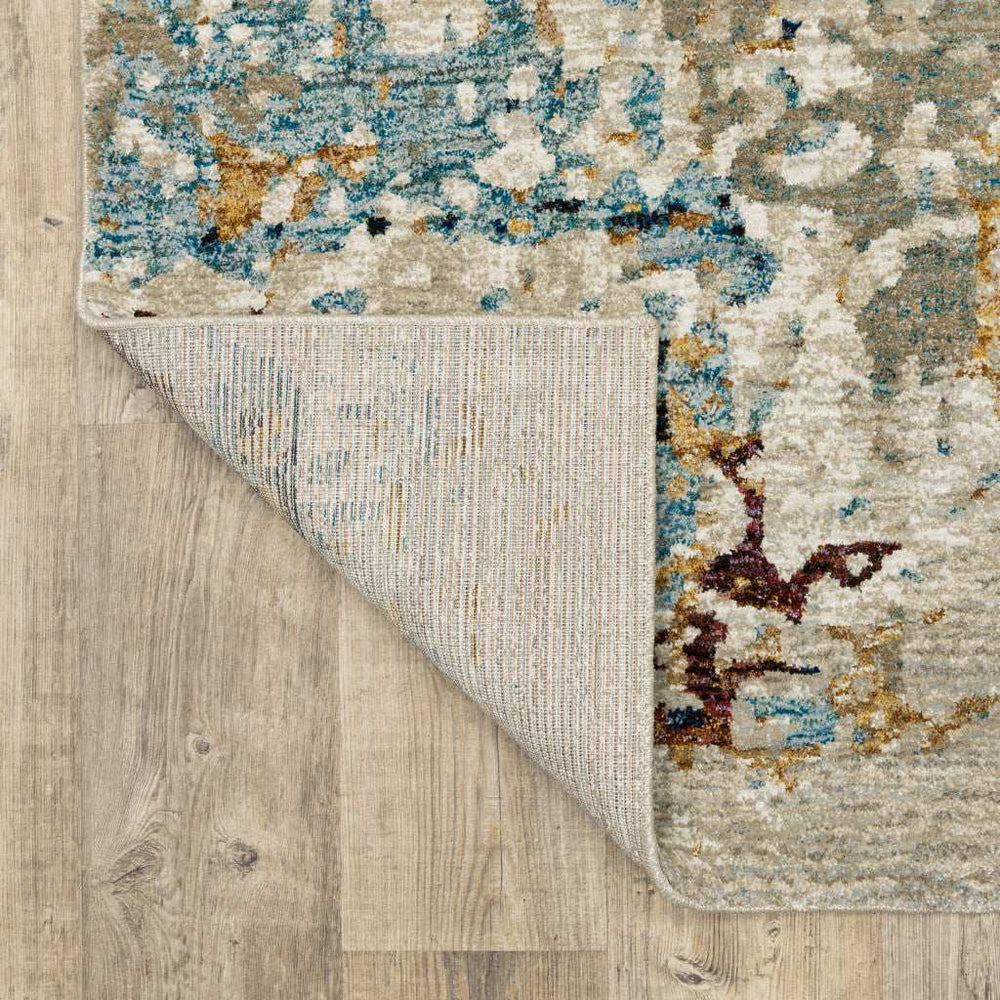 2' X 3' Blue and Beige Abstract Power Loom Area Rug - Homeroots - Flyclothing LLC