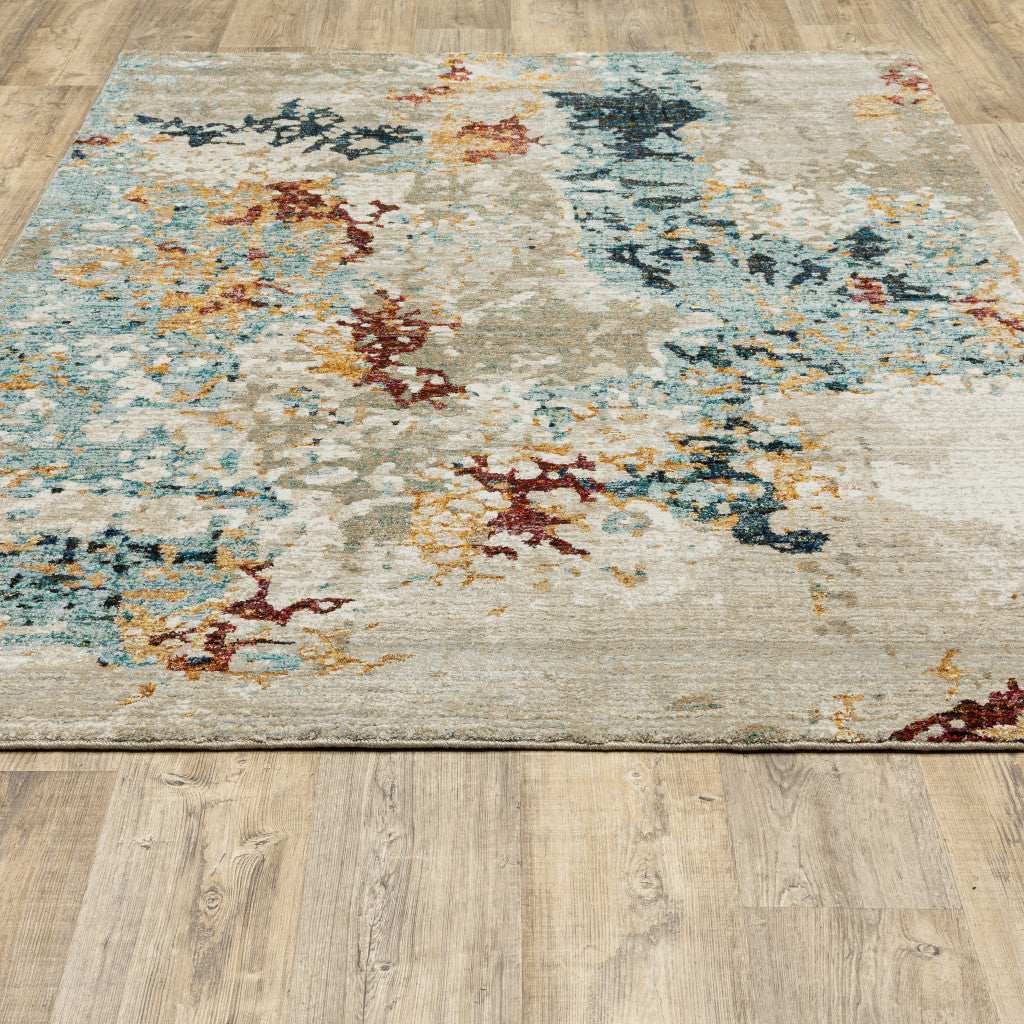 2' X 3' Blue and Beige Abstract Power Loom Area Rug - Homeroots - Flyclothing LLC