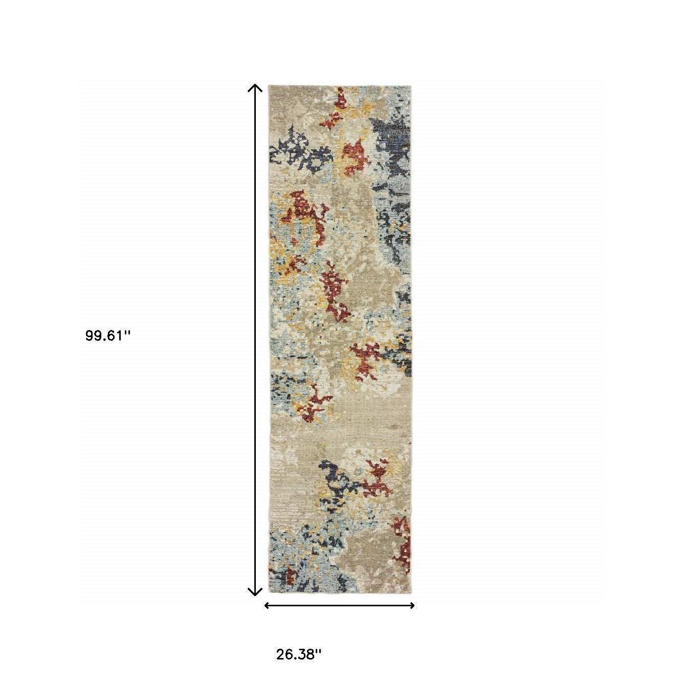 8' Runner Blue and Beige Abstract Power Loom Runner Rug - Homeroots - Flyclothing LLC