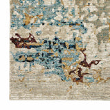 12' Runner Beige and Blue Abstract Power Loom Runner Rug - Homeroots