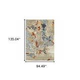 8' X 11' Blue and Beige Abstract Power Loom Area Rug - Homeroots - Flyclothing LLC