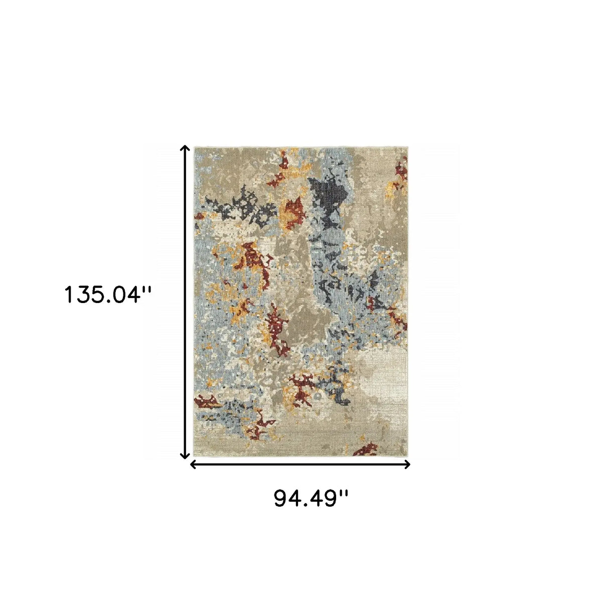 8' X 11' Blue and Beige Abstract Power Loom Area Rug - Homeroots - Flyclothing LLC