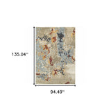 8' X 11' Blue and Beige Abstract Power Loom Area Rug - Homeroots - Flyclothing LLC