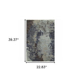 2' X 3' Navy Blue Abstract Power Loom Area Rug - Homeroots