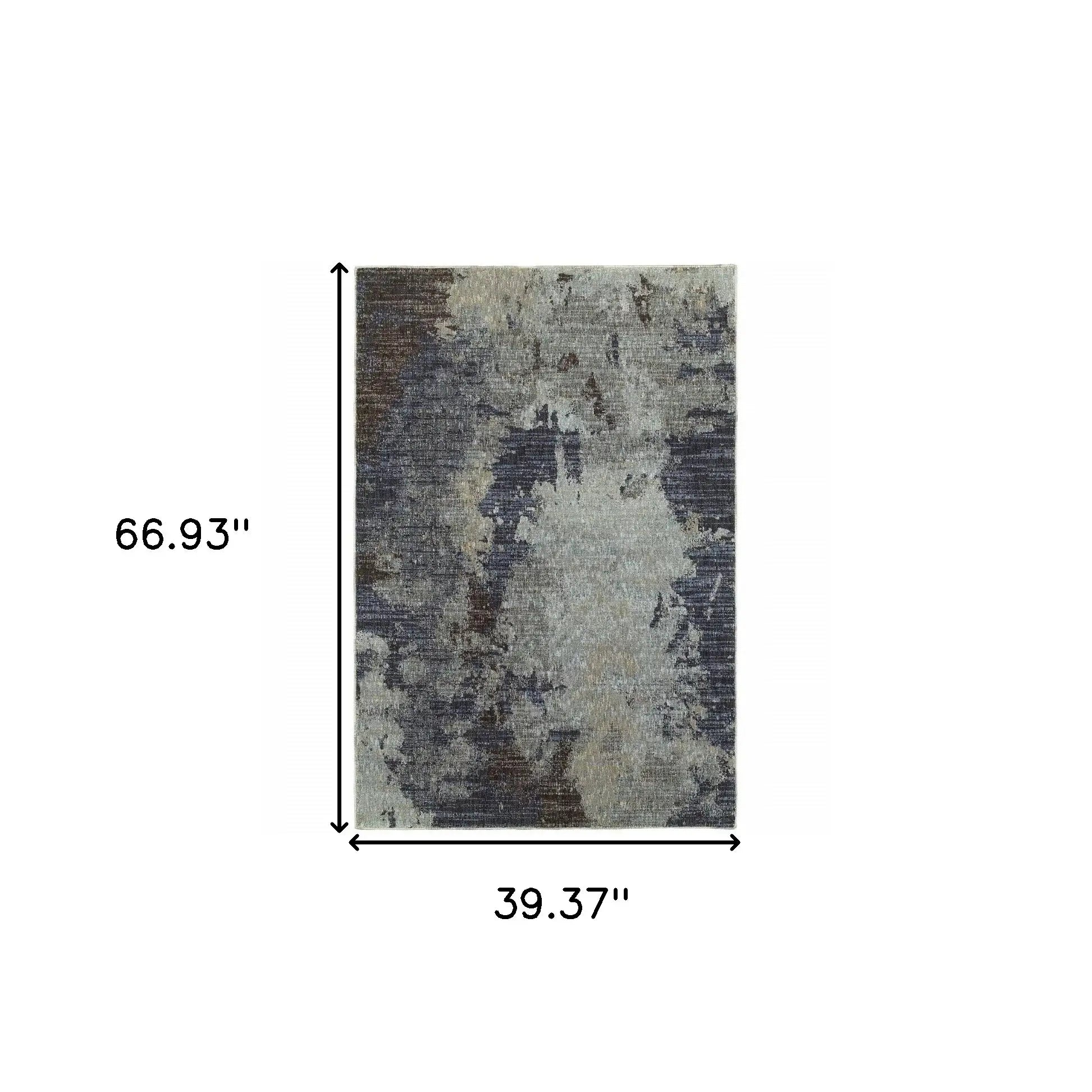 3' X 5' Navy Blue Abstract Power Loom Area Rug - Homeroots - Flyclothing LLC